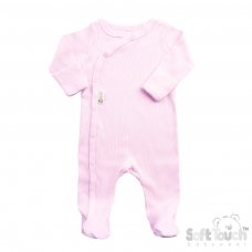 SS4500-P: Pink Ribbed Sleepsuit (0-3 Months)